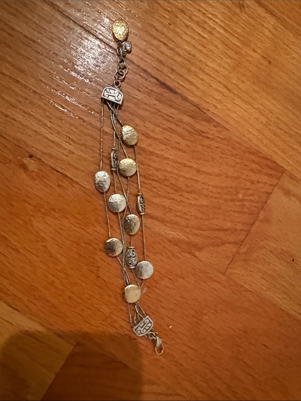 Brighton Multi-Strand Silver and Gold Disc Bracelet